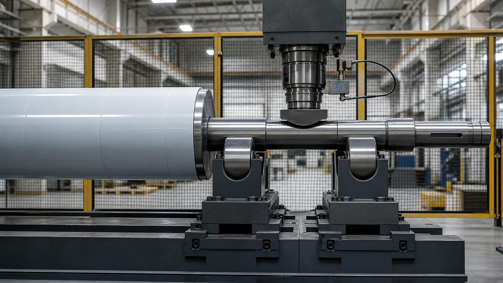 Industrial roller shaft protected exposed-shaft correction engineering concept illustration