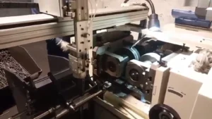 Compact roller straightening machine processing long steel nails