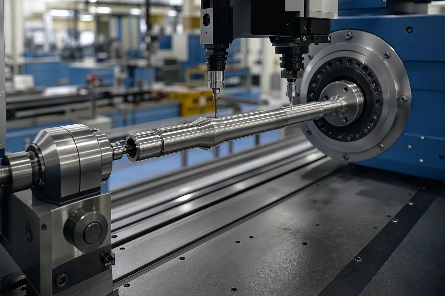 Aerospace turbine shaft in a precision measurement station