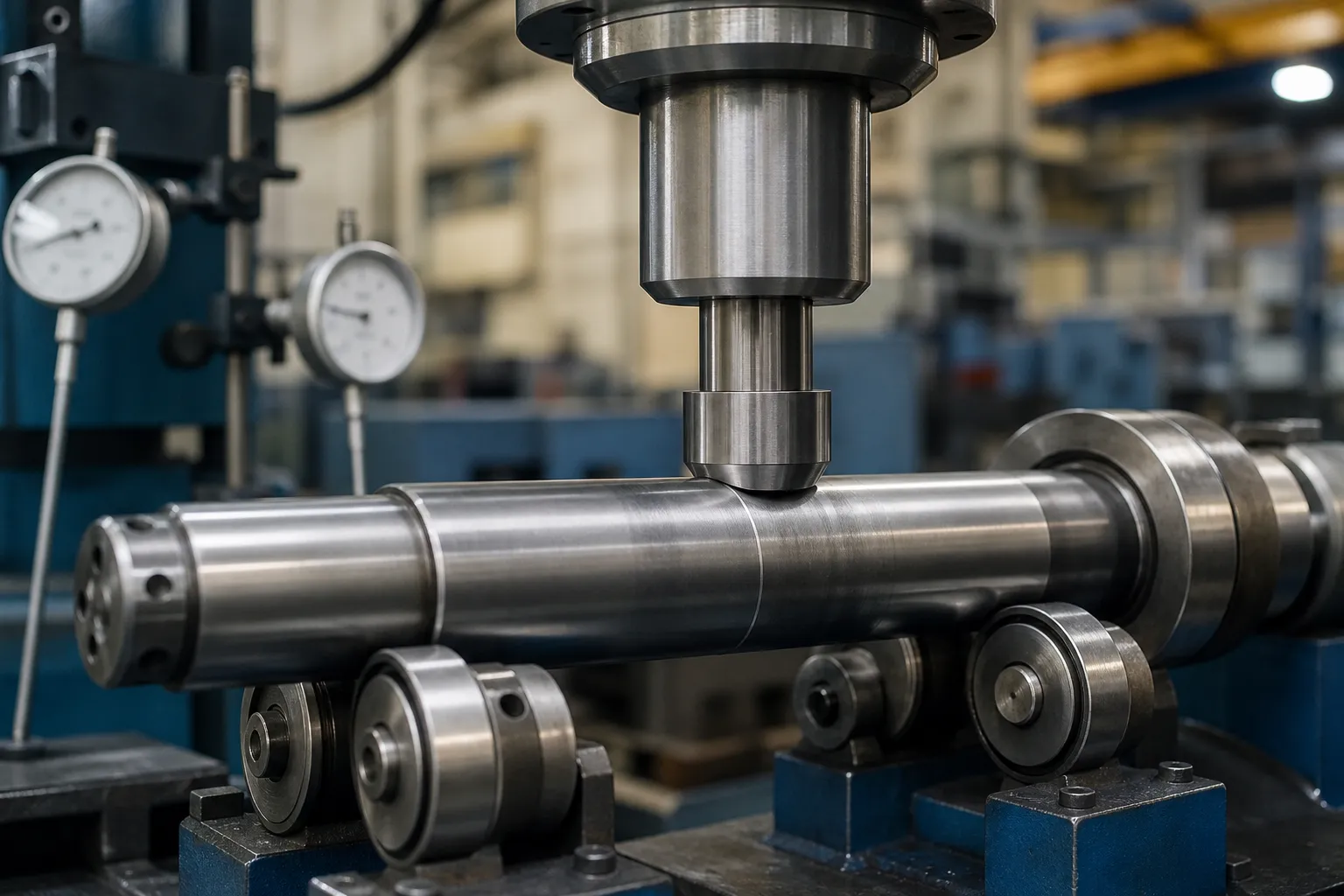 Press correction on a supported precision shaft