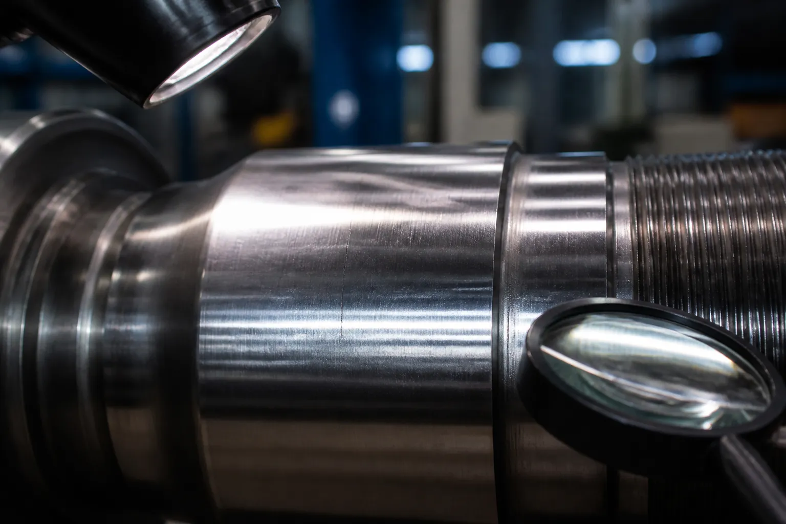 Over-Straightening and Cracking: Why More Correction Is Not Better Macro view of a hairline crack on a hardened bright metal shaft surface under focused inspection light