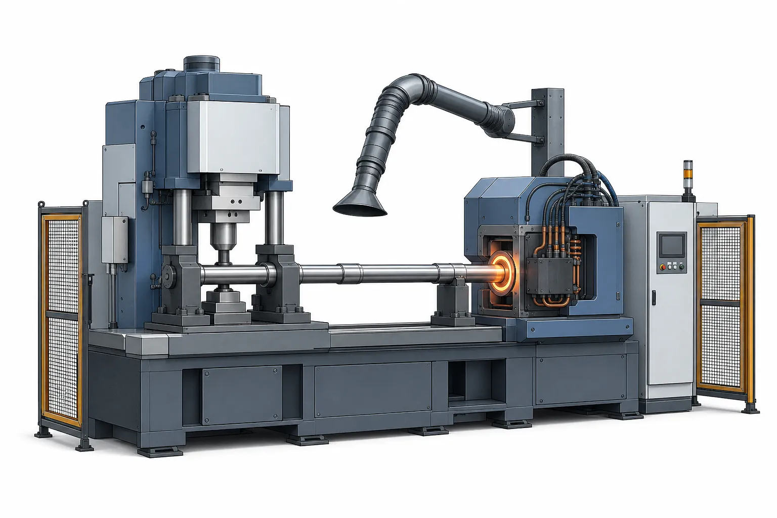 Hybrid straightening cell combining press correction with local heating capability