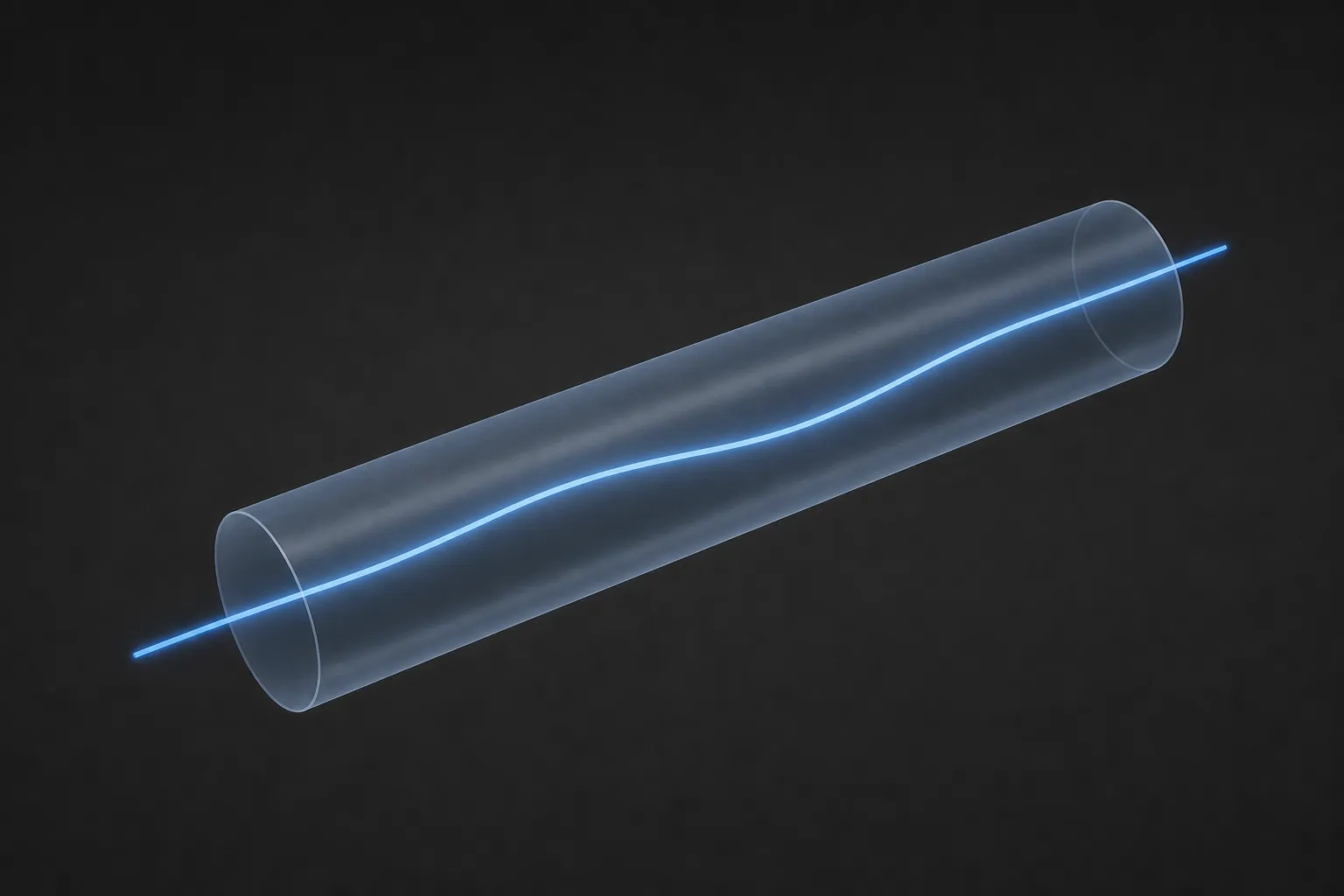 Concept diagram of a shaft centerline contained inside a straightness tolerance band, engineering illustration