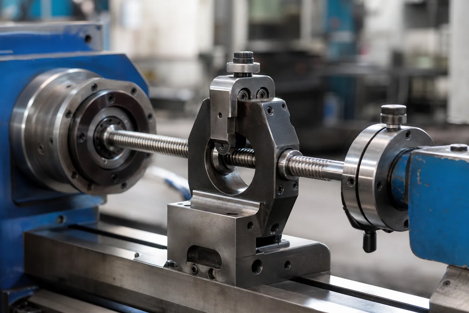 Automaattinen lyijyruuvin oikaisuratkaisun ympärillä Support and correction tooling around a slender lead screw