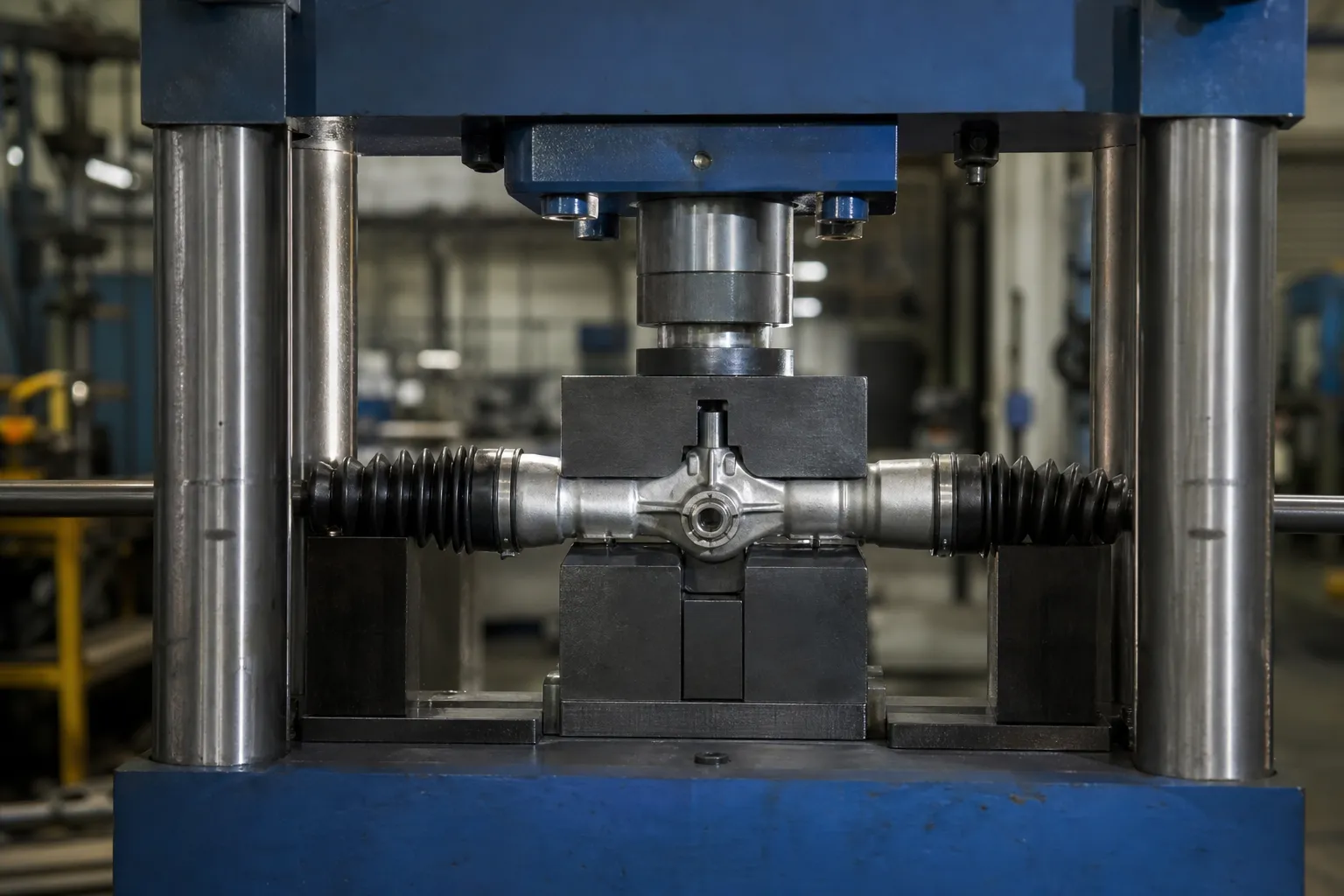 Point-Press Straightening: Measure, Support, Correct and Recheck Steering rack press correction industrial photograph