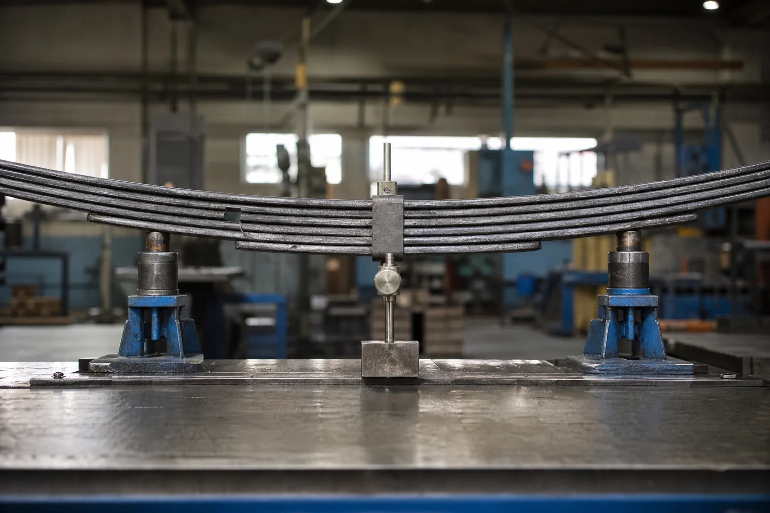 Loaded vs Released Straightness Measurement: Why Final Acceptance Must Follow Release Leaf spring free camber measurement industrial photograph