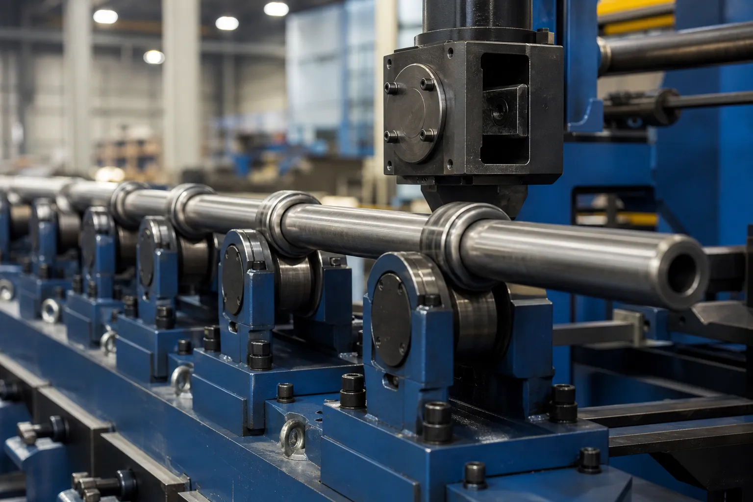Drill rod multipoint support industrial photograph