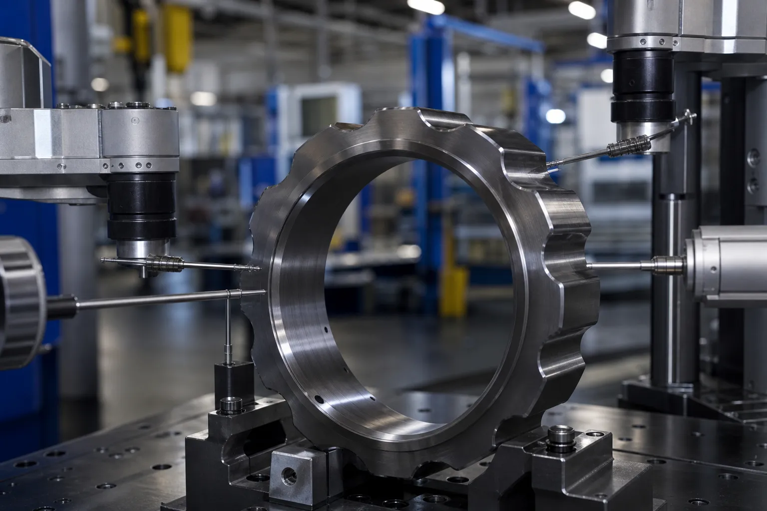 Kebulatan lwn Bengkok dalam Pengukuran BerputarlaDiagnosis Isyarat Sebelum Meluruskan Bearing ring multilobe measurement industrial photograph