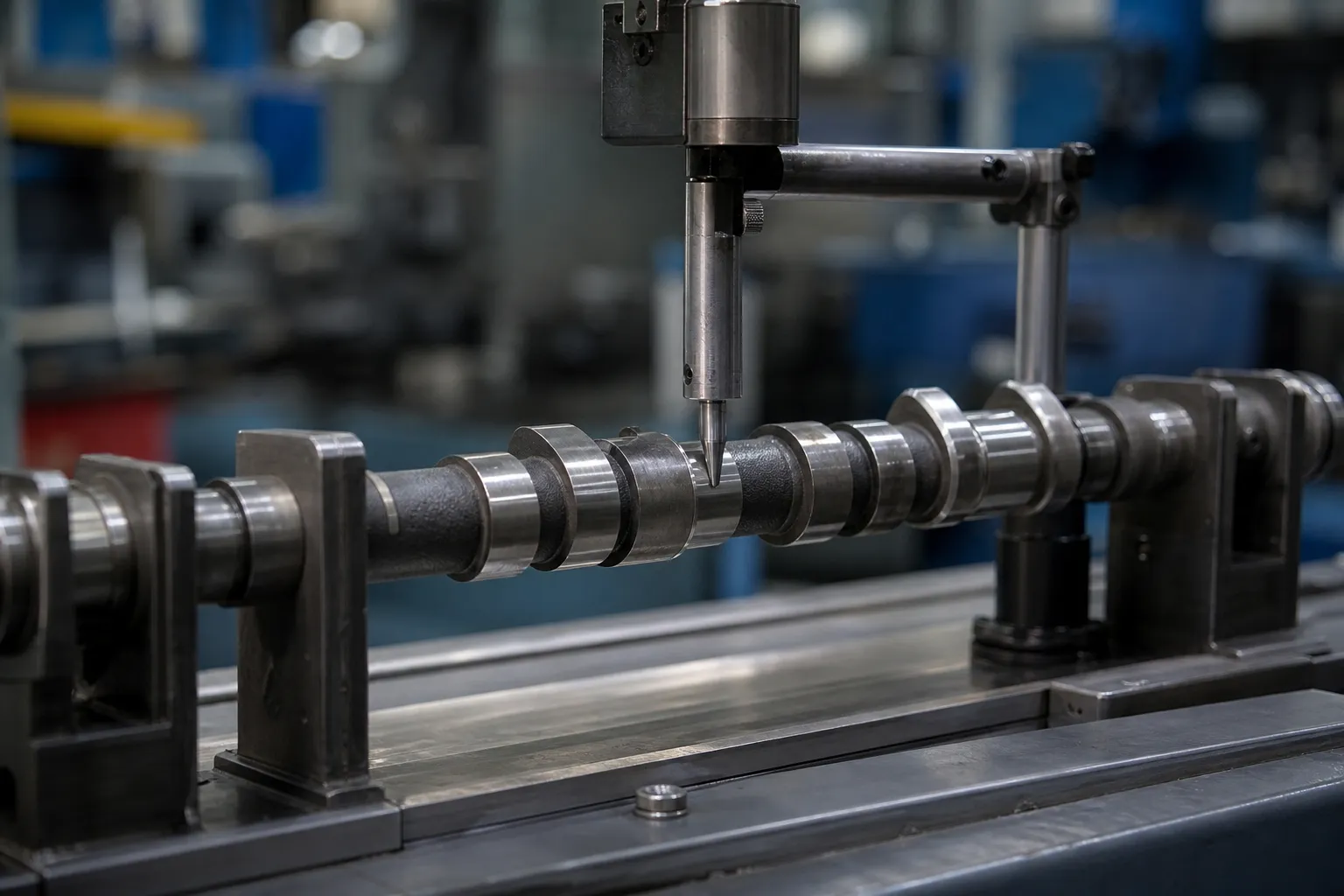 Kebulatan lwn Bengkok dalam Pengukuran Berputar: Diagnosis Isyarat Sebelum Meluruskan Camshaft journal measurement industrial photograph