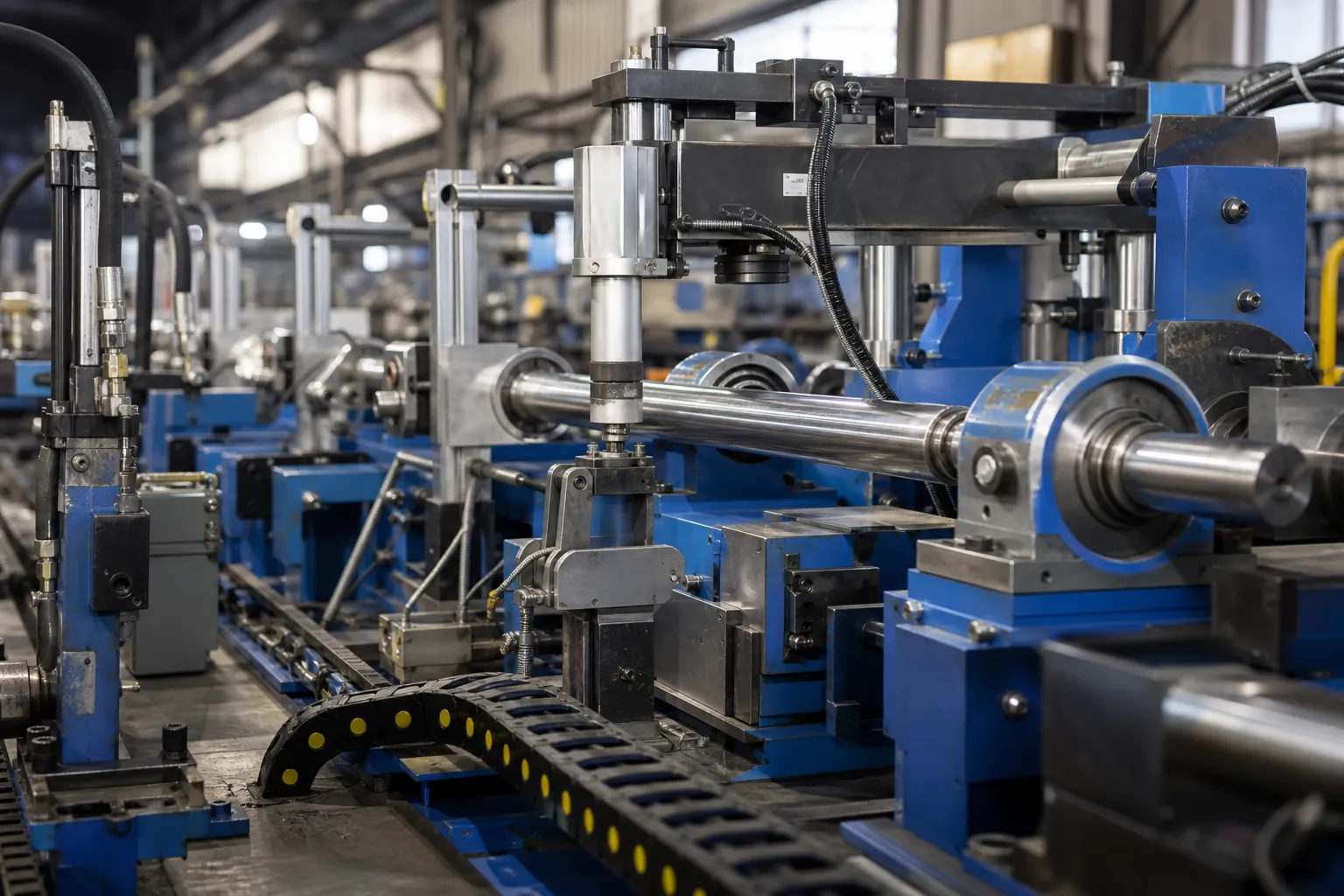Shaft straightening cell industrial photograph