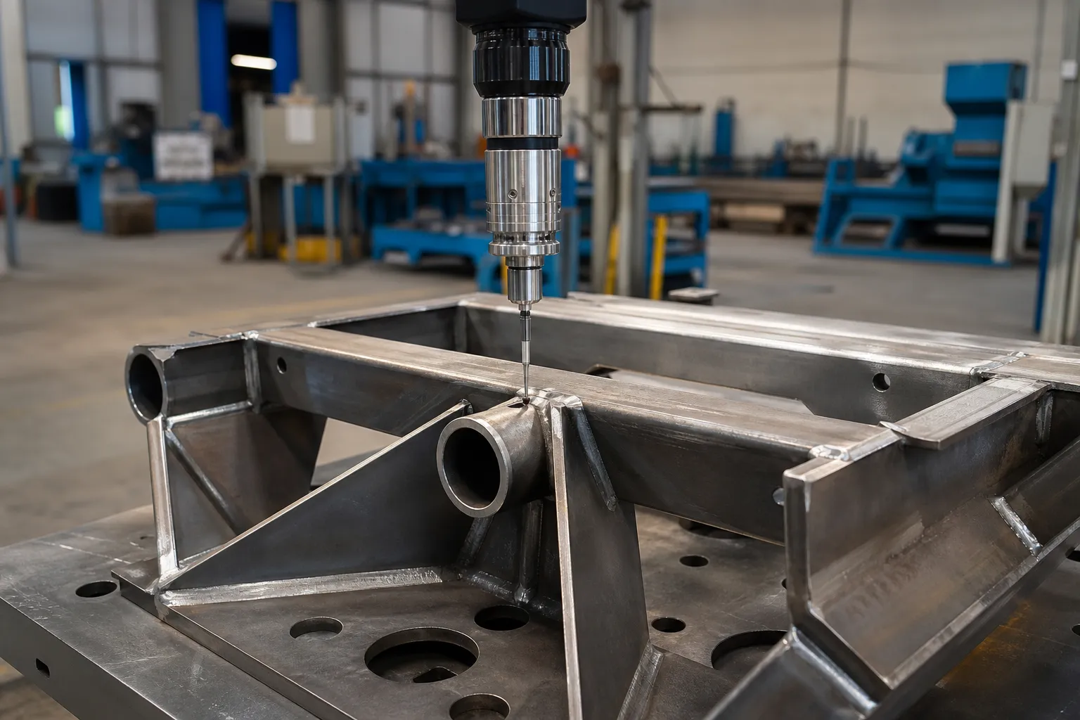 3D Giga-Cast Yapısal Parçaların Düzleştirilmesi Welded fabrication 3D measurement shown as an engineering concept