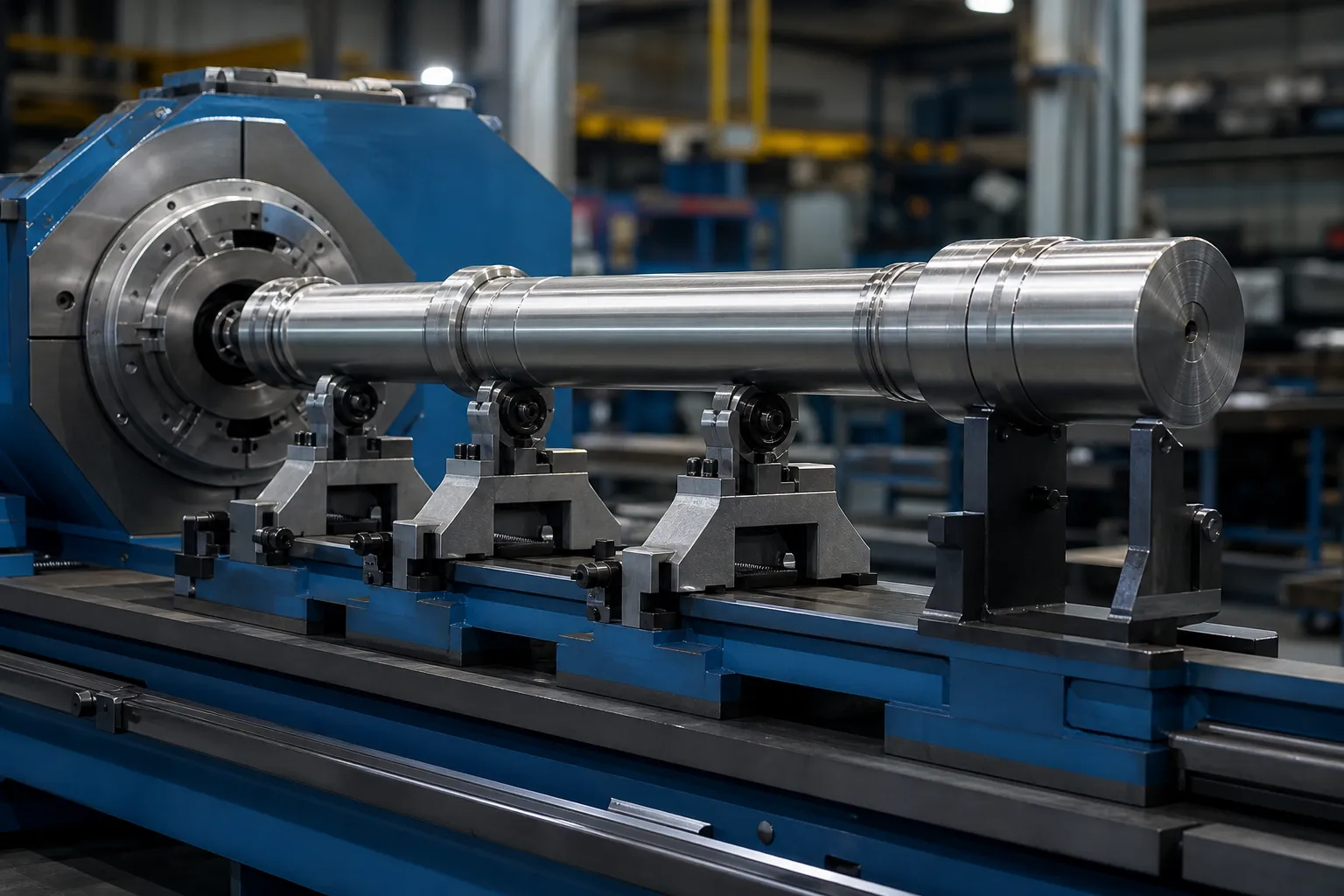LVDT Multipoint Shaft Measurement Shaft straightening cell and controlled supports shown as an engineering concept