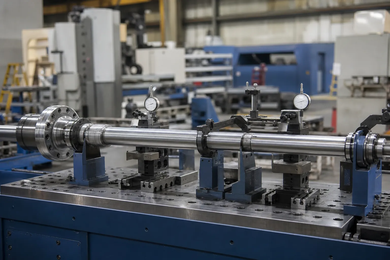 LVDT Multipoint Shaft Measurement Released shaft verification bench shown as an engineering concept