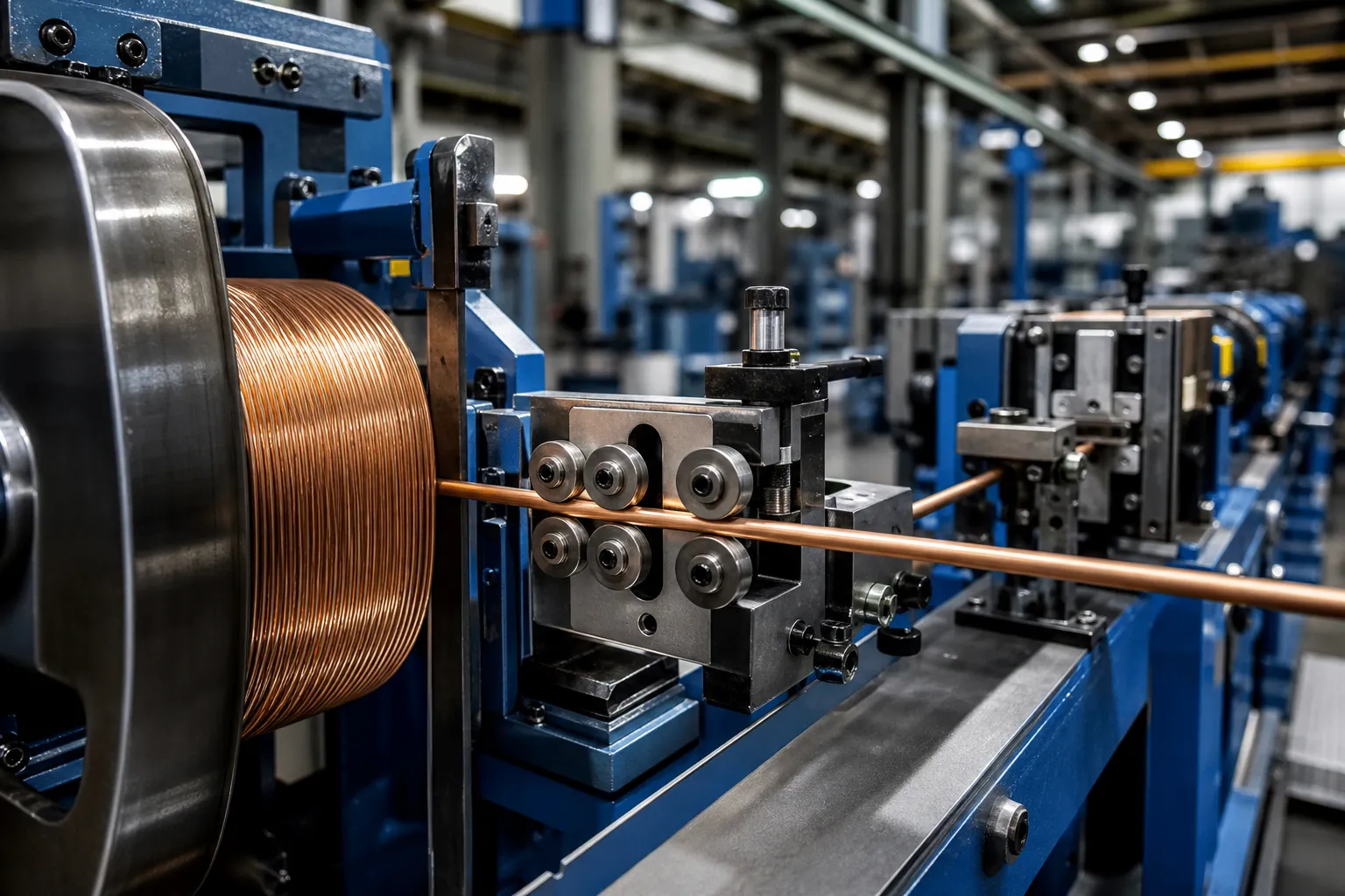 焊絲矯直解決方案 Wire straightening and cutting line paying off from layer wound coil