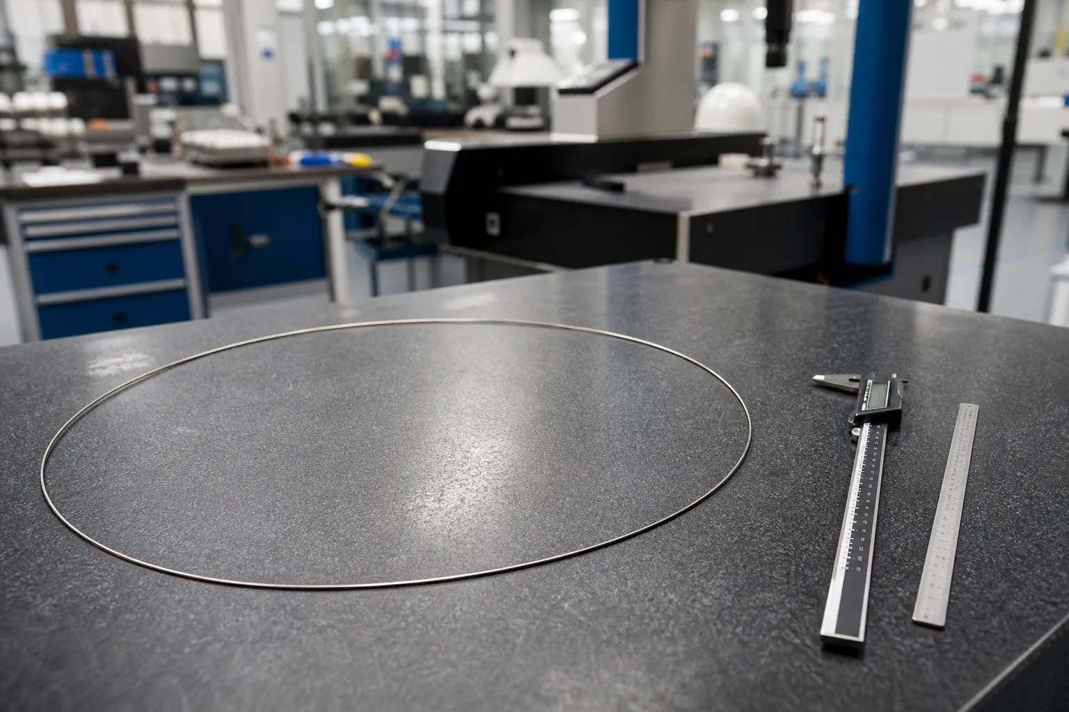 焊絲矯直解決方案 Free coil of welding wire sample on flat surface measured for cast and helix